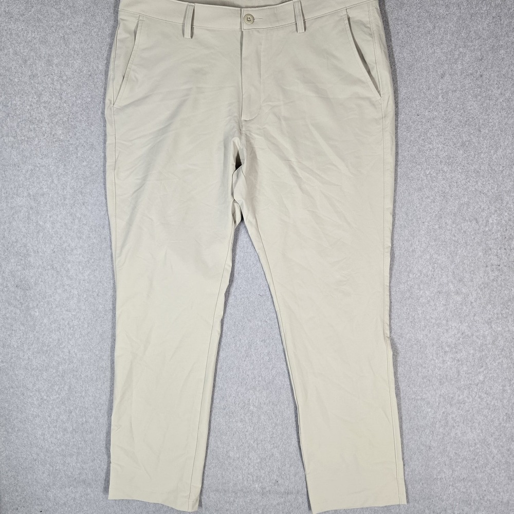 Under Armour Men Pants 38X32 Beige Chino 31" Inseam Logo Stretch Lightweight